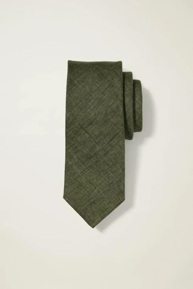 Men Premium Necktie Olive Linen Bonobos Ties and Pocket Squares