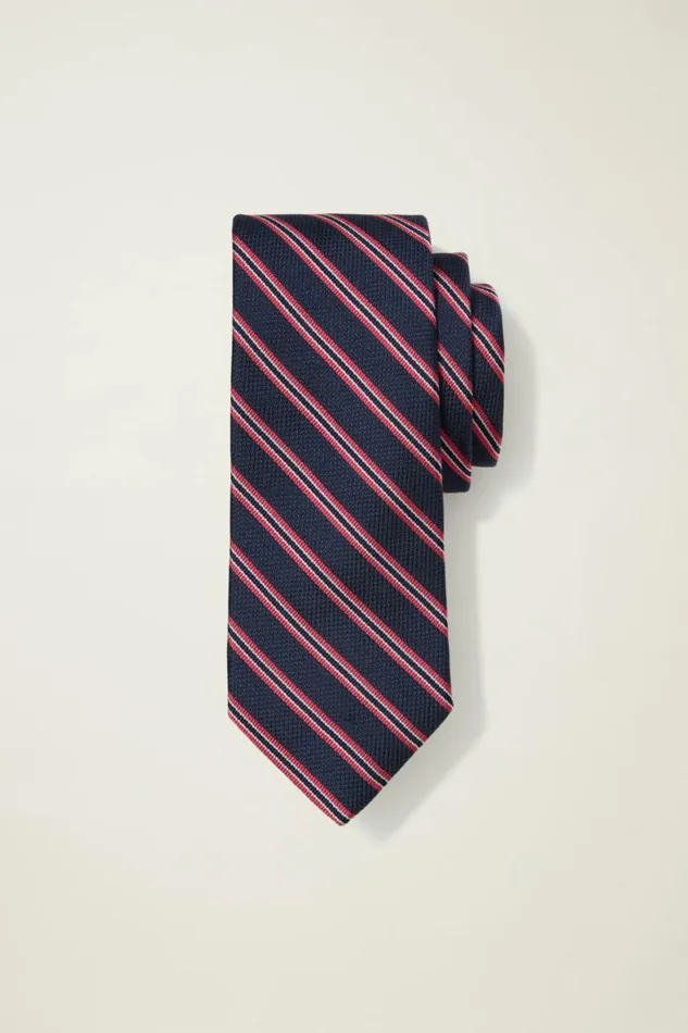 Men Premium Necktie Red Navy White Stripe Bonobos Ties and Pocket Squares