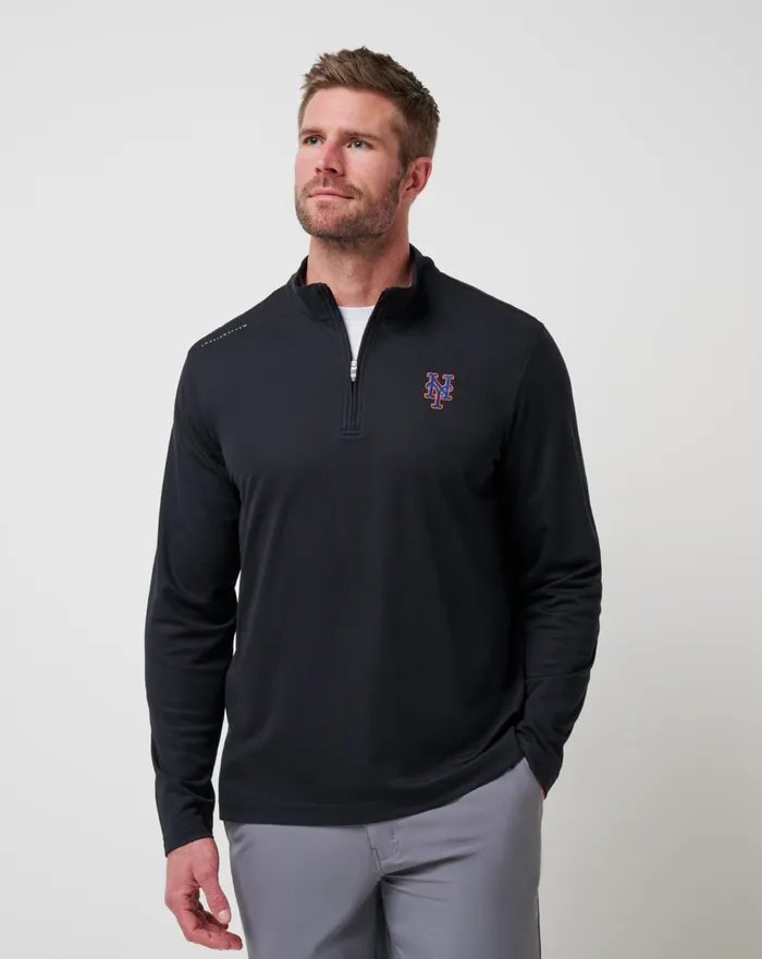 Men Quarter Zips TravisMathew NEW YORK METS TIME TO TAILGATE QUARTER ZIP Black