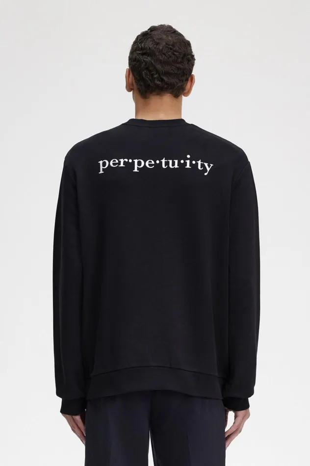 Men Raf SimonsEmbroidered Sweatshirt Black Fred Perry Sweatshirts