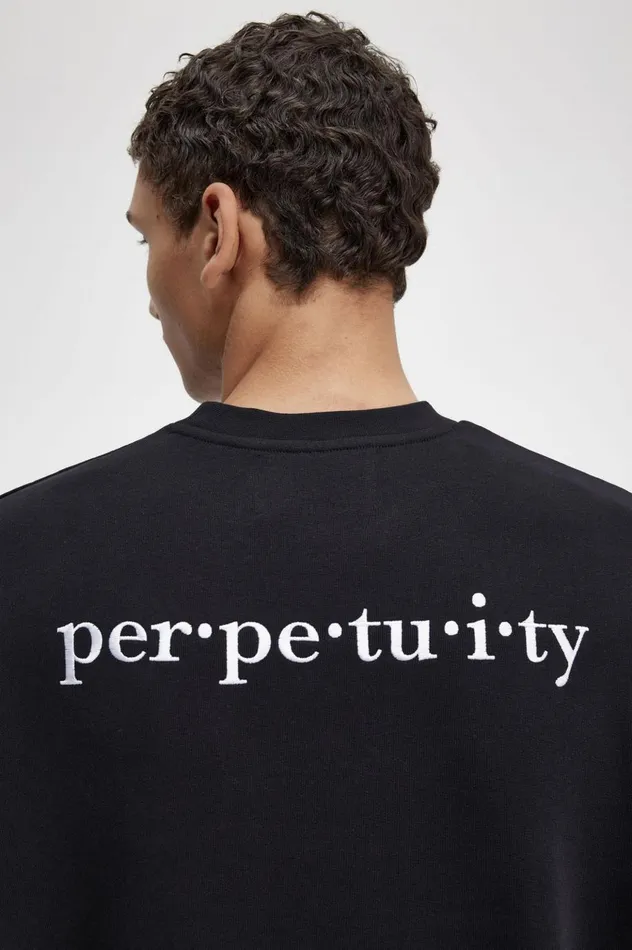 Men Raf SimonsEmbroidered Sweatshirt Black Fred Perry Sweatshirts