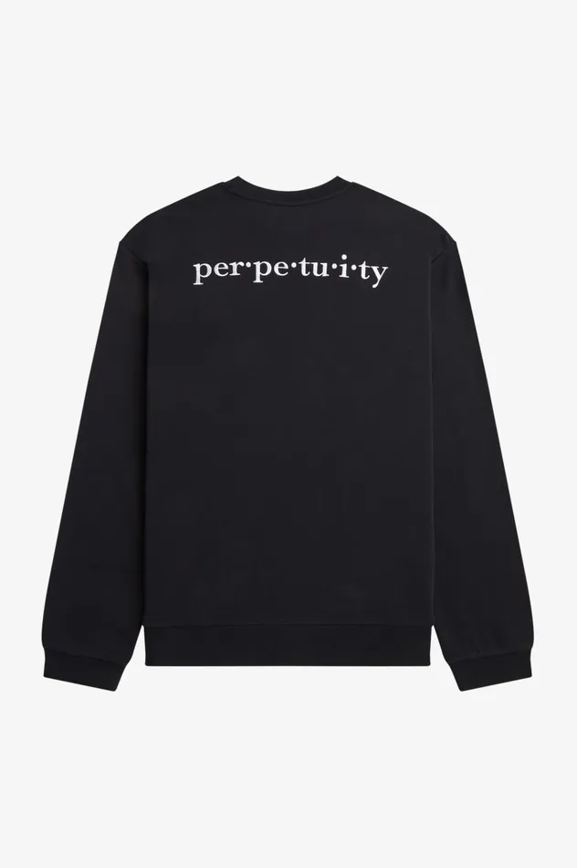Men Raf SimonsEmbroidered Sweatshirt Black Fred Perry Sweatshirts