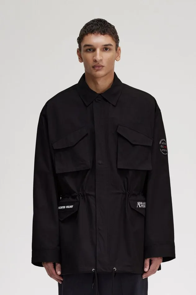 Men Raf SimonsUtility Jacket Royal Blue Fred Perry Coats and Jackets