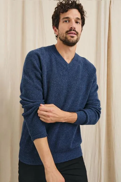 Men Rails Sweaters Ansel Sweater Blue Melange