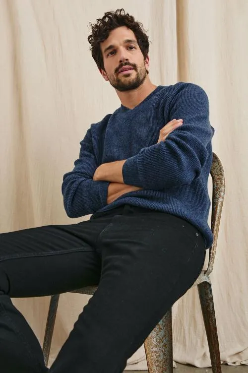 Men Rails Sweaters Ansel Sweater Blue Melange Men Rails Sweaters Ansel Sweater Blue Melange