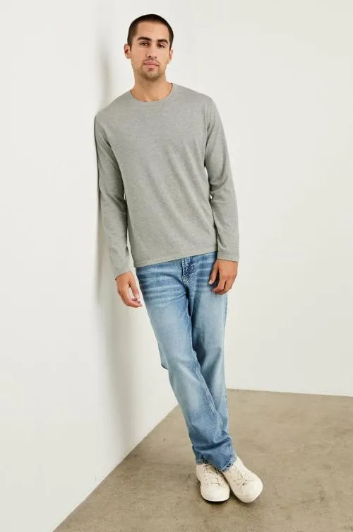 Men Rails TShirts and Polos Quentin Cotton Cashmere Long Sleeve Tee Heather Grey