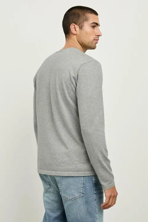 Men Rails TShirts and Polos Quentin Cotton Cashmere Long Sleeve Tee Heather Grey