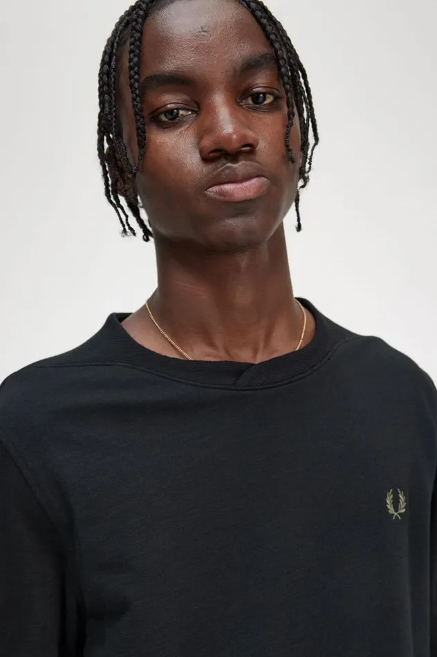 Men Rib Detail Sweatshirt Black Fred Perry Sweatshirts