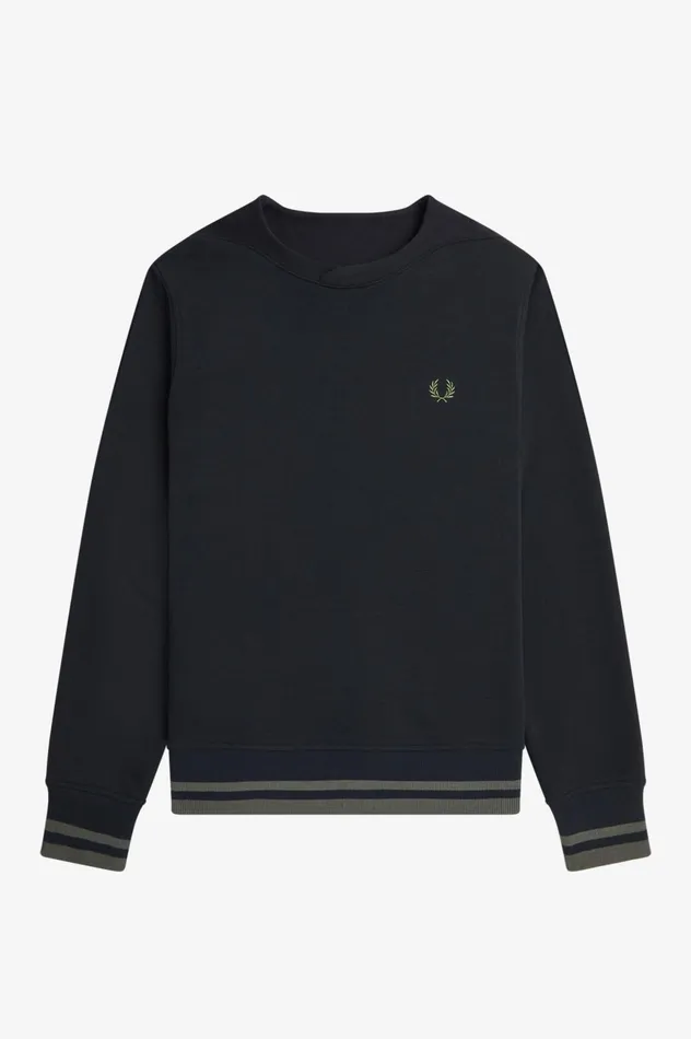 Men Rib Detail Sweatshirt Black Fred Perry Sweatshirts