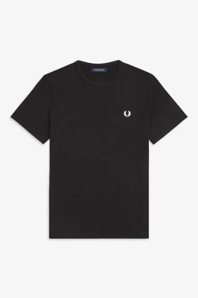 Men Ringer TShirt Black Fred Perry TShirts