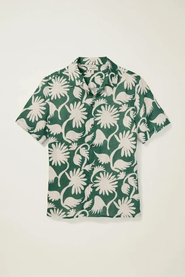 Men Riviera Cabana Shirt Green Champally Floral Bonobos Casual Shirts