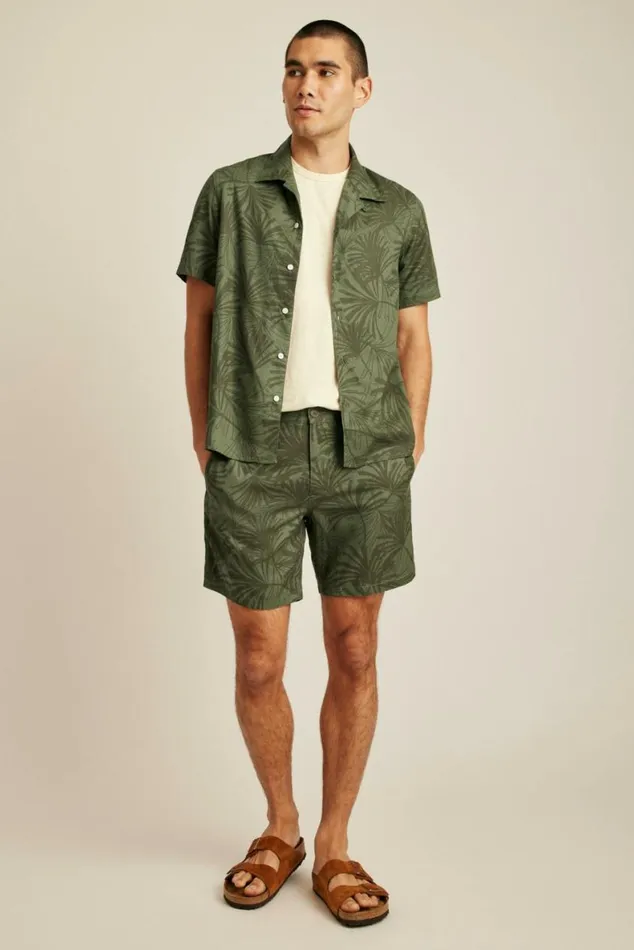 Men Riviera Cabana Shirt Olive Palm Fronds Bonobos Short Sleeve Shirts