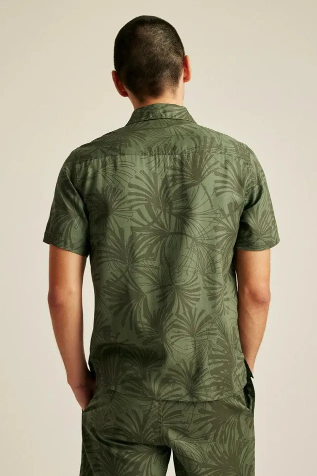 Men Riviera Cabana Shirt Olive Palm Fronds Bonobos Short Sleeve Shirts