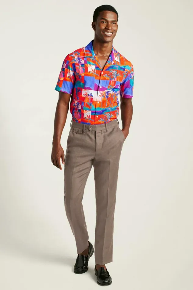 Men Riviera Cabana Shirt Orange Paradise Bonobos Short Sleeve Shirts