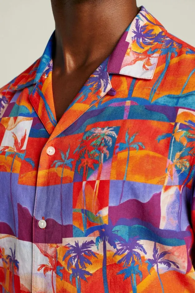 Men Riviera Cabana Shirt Orange Paradise Bonobos Short Sleeve Shirts