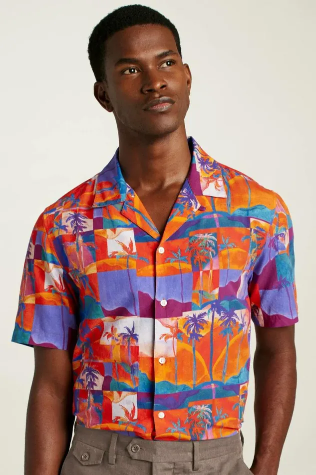 Men Riviera Cabana Shirt Orange Paradise Bonobos Short Sleeve Shirts