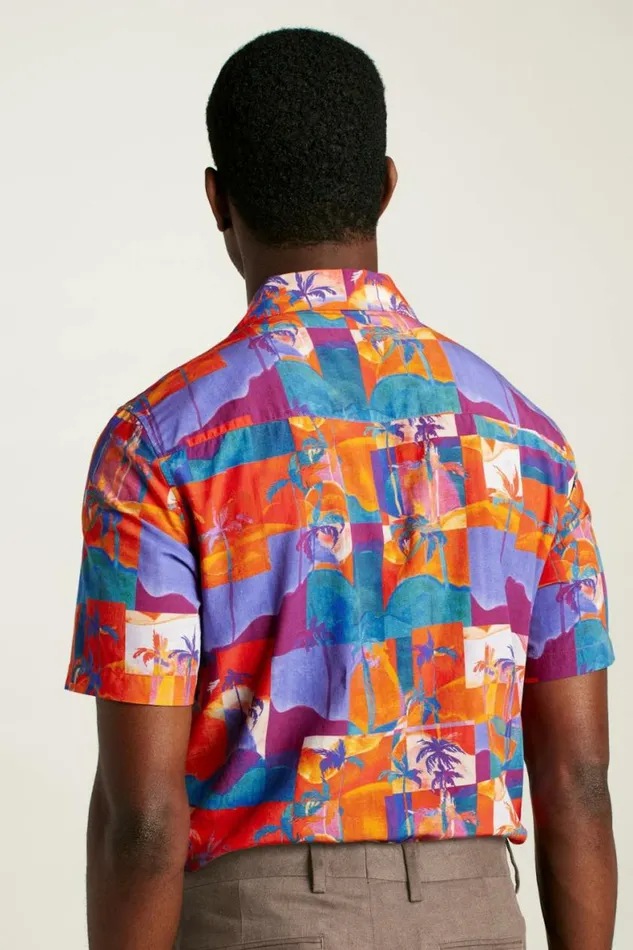 Men Riviera Cabana Shirt Orange Paradise Bonobos Short Sleeve Shirts