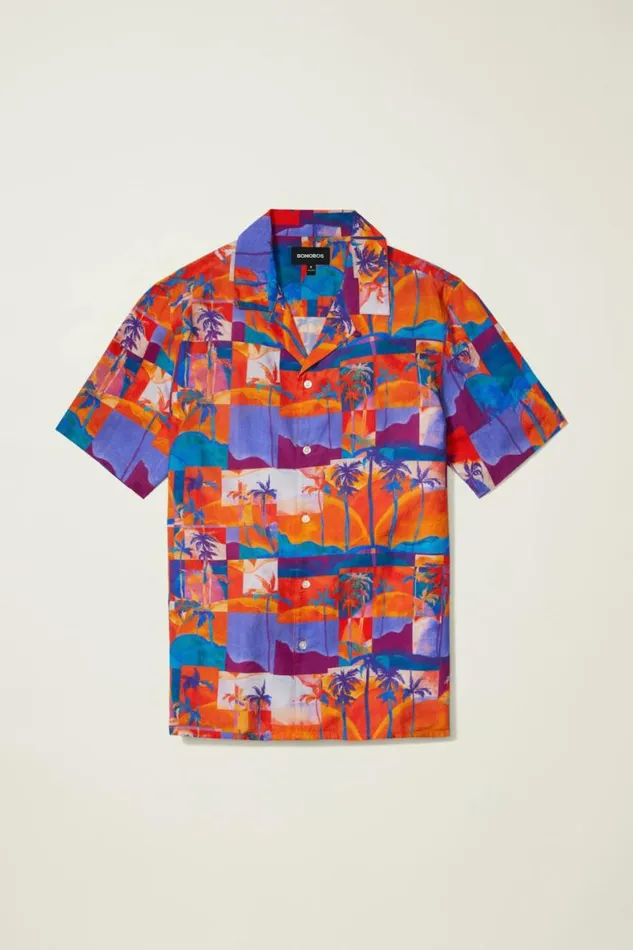 Men Riviera Cabana Shirt Orange Paradise Bonobos Short Sleeve Shirts