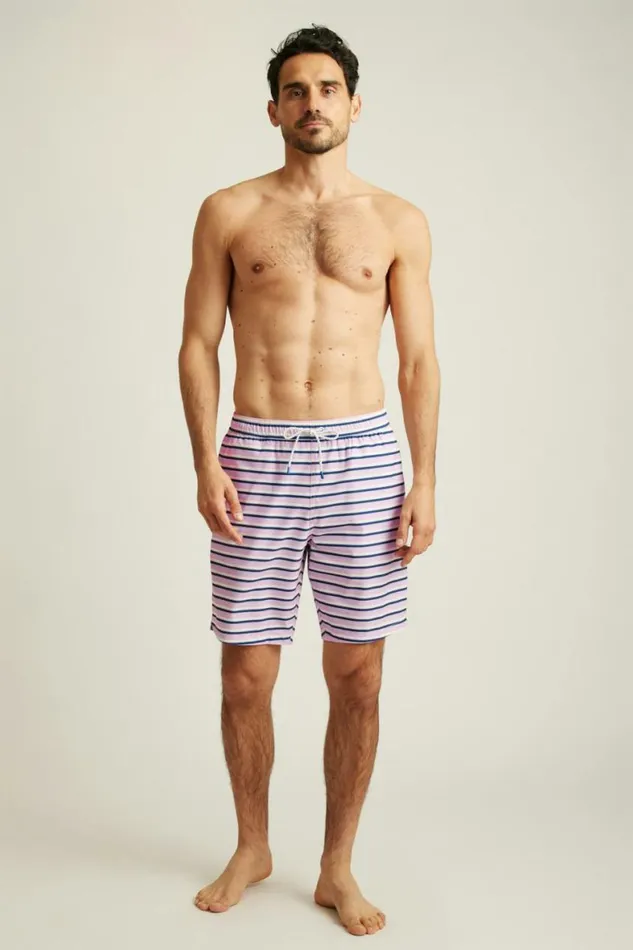 Men Riviera Recycled Swim Trunks Lilac Theo Stripe Bonobos Swim Trunks