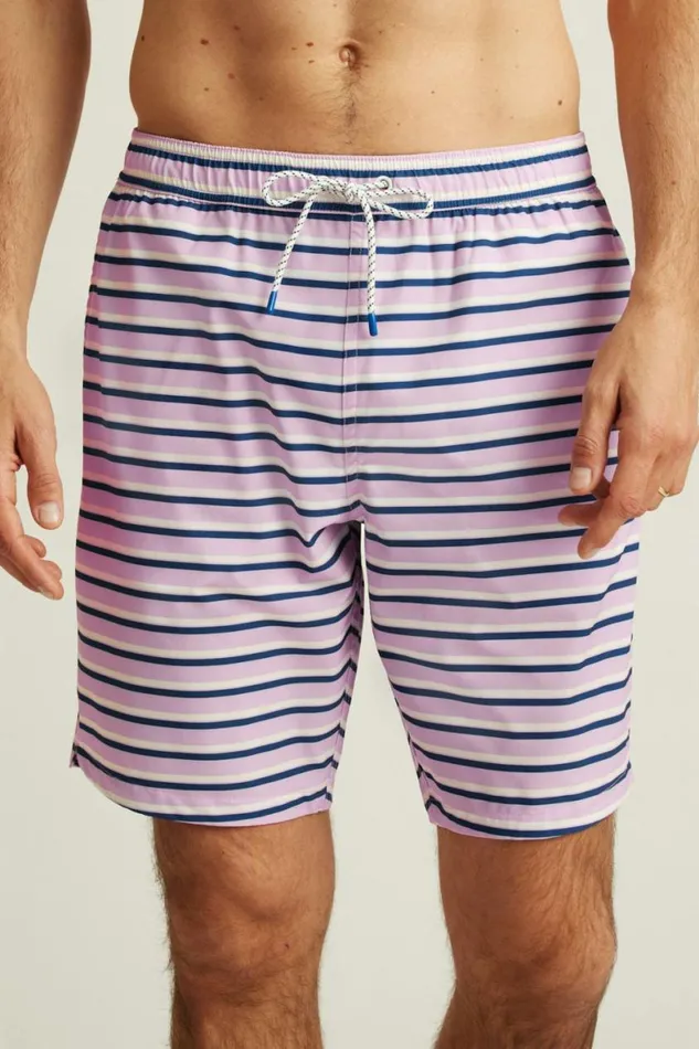 Men Riviera Recycled Swim Trunks Lilac Theo Stripe Bonobos Swim Trunks