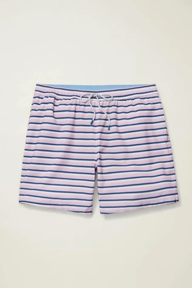 Men Riviera Recycled Swim Trunks Lilac Theo Stripe Bonobos Swim Trunks