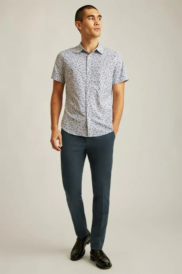 Men Riviera Short Sleeve Shirt Blue Petra Floral Bonobos Short Sleeve Shirts