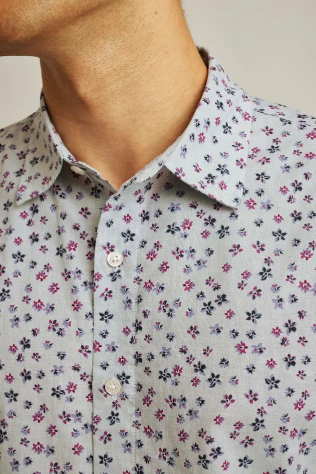 Men Riviera Short Sleeve Shirt Blue Petra Floral Bonobos Short Sleeve Shirts