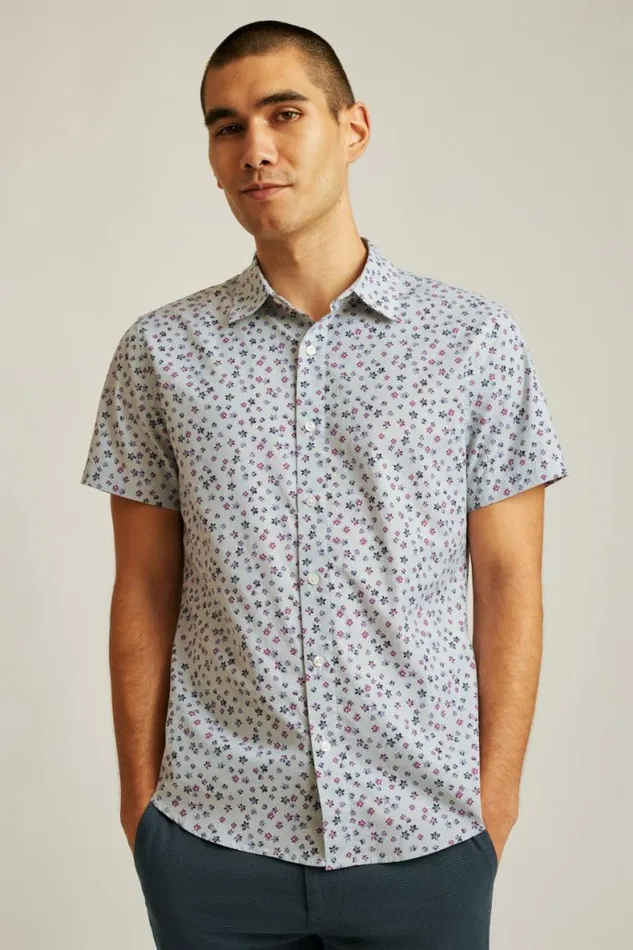 Men Riviera Short Sleeve Shirt Blue Petra Floral Bonobos Short Sleeve Shirts
