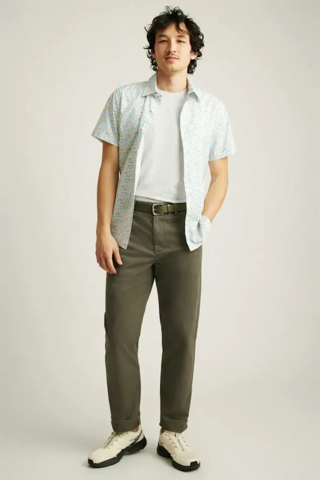 Men Riviera Short Sleeve Shirt Brown Blue Garden Bonobos Short Sleeve Shirts