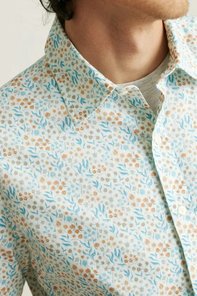 Men Riviera Short Sleeve Shirt Brown Blue Garden Bonobos Short Sleeve Shirts