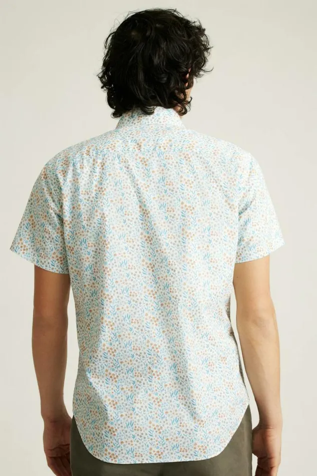 Men Riviera Short Sleeve Shirt Brown Blue Garden Bonobos Short Sleeve Shirts