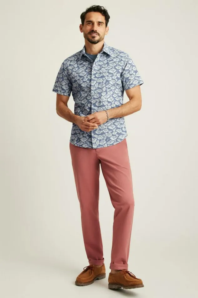 Men Riviera Short Sleeve Shirt Chambray Goodman Floral Bonobos Short Sleeve Shirts Men Riviera Short Sleeve Shirt Chambray Goodman Floral Bonobos Short Sleeve Shirts