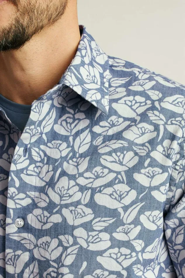 Men Riviera Short Sleeve Shirt Chambray Goodman Floral Bonobos Short Sleeve Shirts