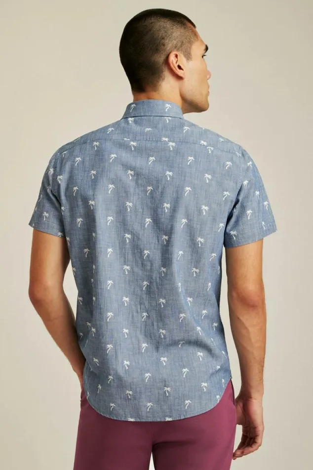 Men Riviera Short Sleeve Shirt Chambray Palms Bonobos Short Sleeve Shirts