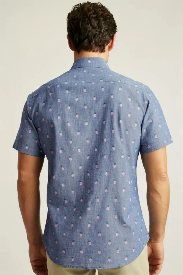 Men Riviera Short Sleeve Shirt Chambray Pineapple Party Bonobos Short Sleeve Shirts