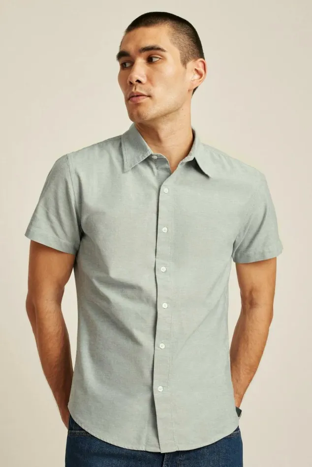 Men Riviera Short Sleeve Shirt Green Sage Oxford Bonobos Short Sleeve Shirts