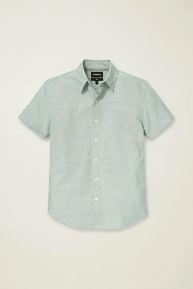 Men Riviera Short Sleeve Shirt Green Sage Oxford Bonobos Short Sleeve Shirts