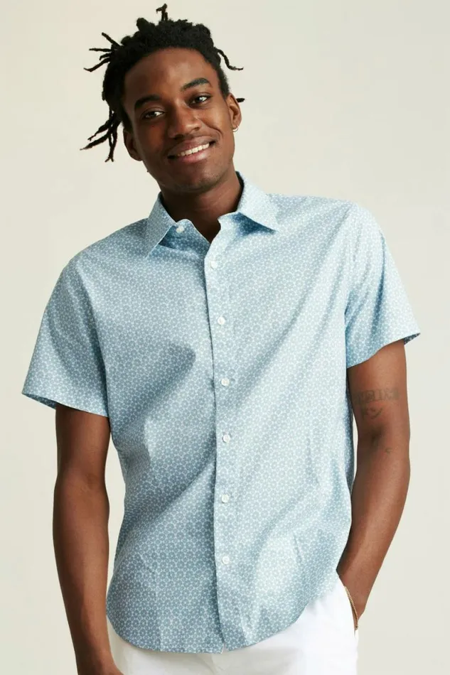 Men Riviera Short Sleeve Shirt Light Blue Prism Geo Bonobos Short Sleeve Shirts
