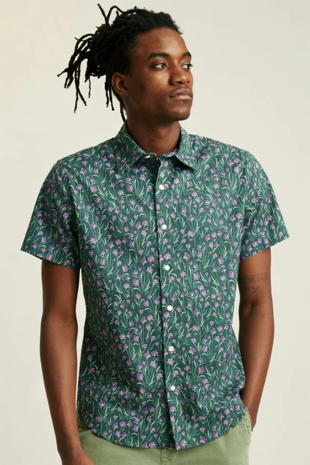 Men Riviera Short Sleeve Shirt Mint Floral Scatter Bonobos Short Sleeve Shirts