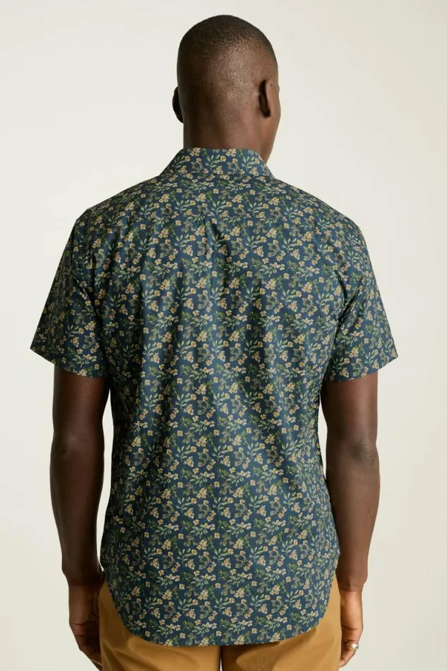 Men Riviera Short Sleeve Shirt Navy Daylight Floral Bonobos Casual Shirts