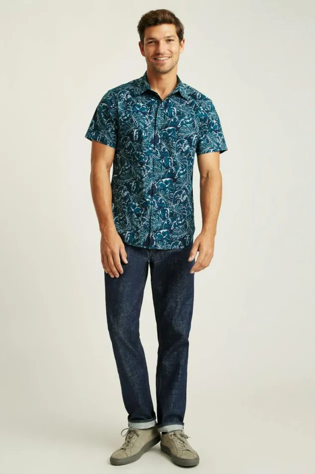 Men Riviera Short Sleeve Shirt Navy Prowlers Bonobos Short Sleeve Shirts