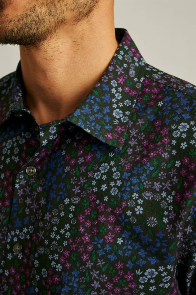 Men Riviera Short Sleeve Shirt Navy Wonderland Floral Bonobos Short Sleeve Shirts