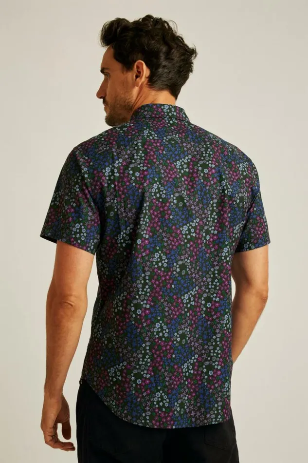 Men Riviera Short Sleeve Shirt Navy Wonderland Floral Bonobos Short Sleeve Shirts