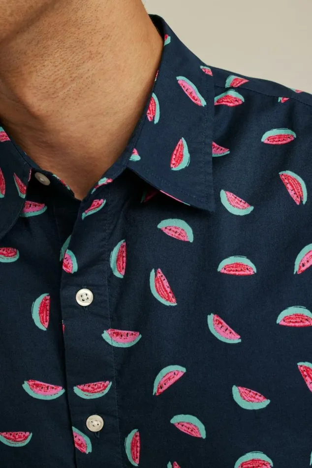 Men Riviera Short Sleeve Shirt Painted Watermelon Toss Bonobos Short Sleeve Shirts