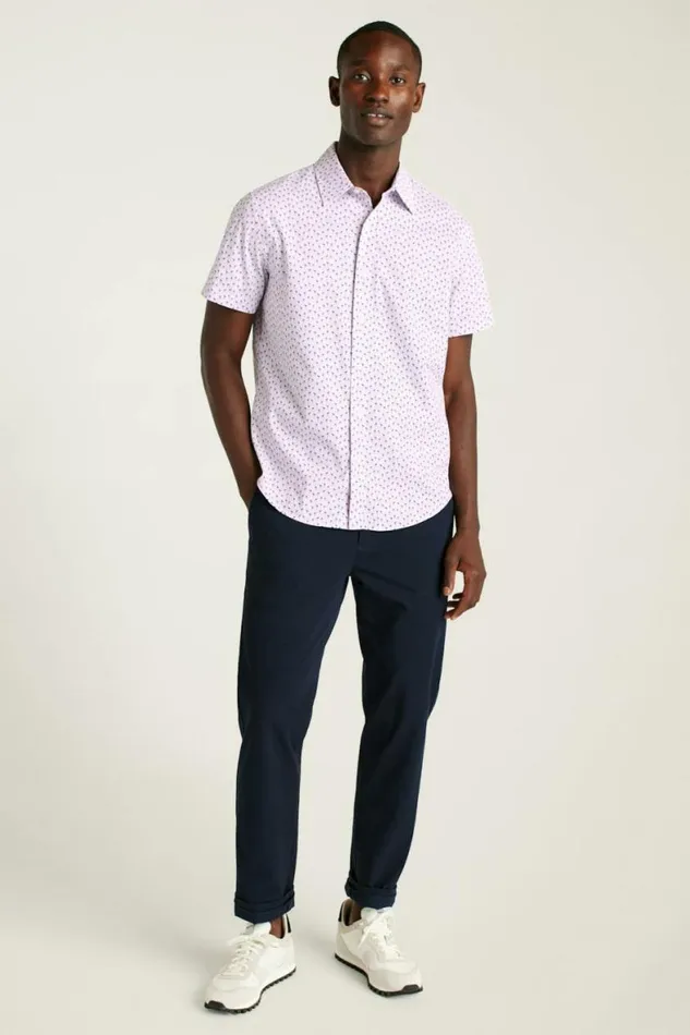 Men Riviera Short Sleeve Shirt Purple Micro Flamingo Bonobos Short Sleeve Shirts Men Riviera Short Sleeve Shirt Purple Micro Flamingo Bonobos Short Sleeve Shirts