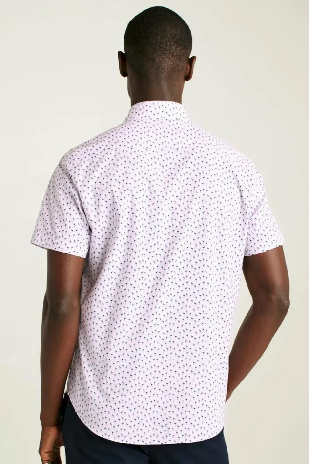 Men Riviera Short Sleeve Shirt Purple Micro Flamingo Bonobos Short Sleeve Shirts