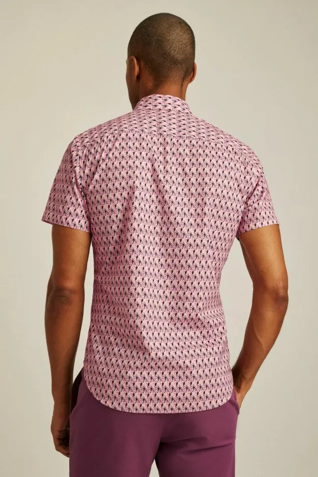 Men Riviera Short Sleeve Shirt Purple Party Parrots Bonobos Short Sleeve Shirts
