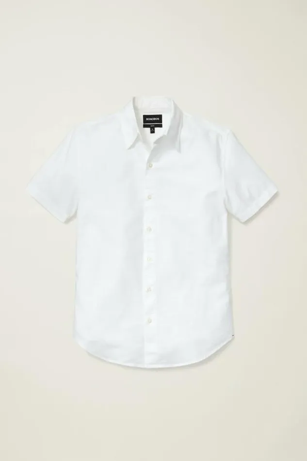 Men Riviera Short Sleeve Shirt Solid White Oxford Bonobos Short Sleeve Shirts