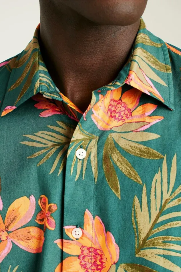 Men Riviera Short Sleeve Shirt Teal Sunset Floral Bonobos Short Sleeve Shirts