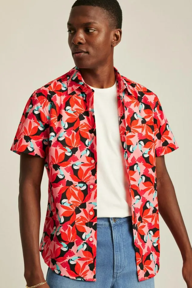 Men Riviera Short Sleeve Shirt Toot Toot Toucan Red Bonobos Short Sleeve Shirts